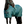 Horse wearing a teal blanket on a white background