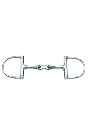 Metal horse bridle bit on a white background