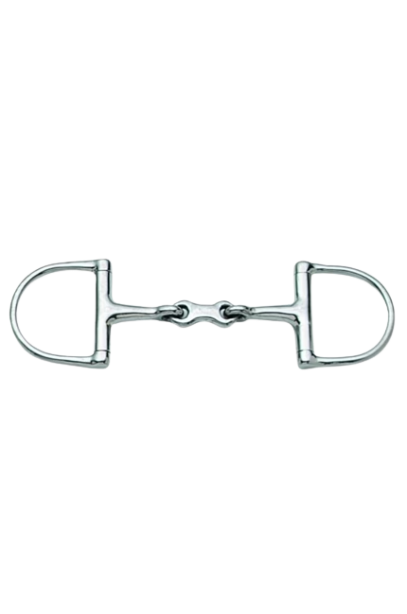Metal horse bridle bit on a white background