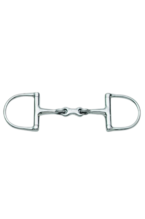 Metal horse bridle bit on a white background