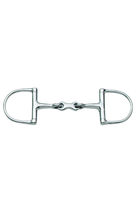 Metal horse bridle bit on a white background