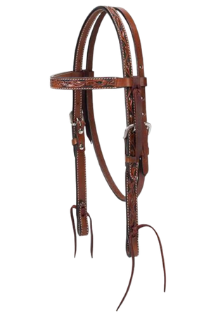 Brown leather horse bridle on a white background