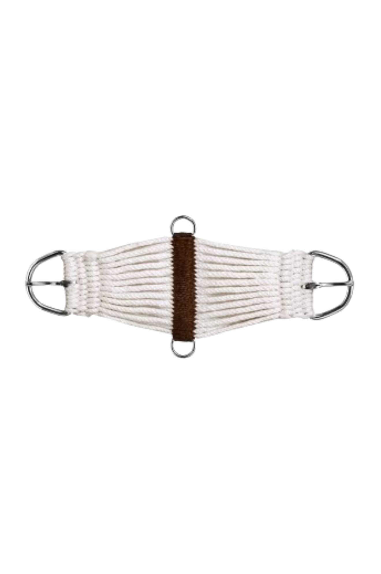 Equestrian bit with white bridoon and brown center on a white background