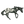 Model horse with black and white pattern on a white background