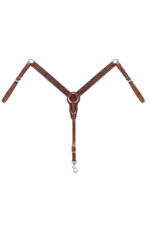 Brown leather suspenders on a white background